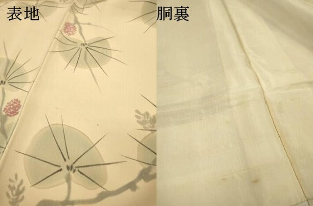 平和屋着物▼上質な小紋　手描き　松葉　正絹　逸品　DABJ7071fe