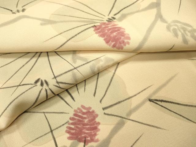 平和屋着物▼上質な小紋　手描き　松葉　正絹　逸品　DABJ7071fe