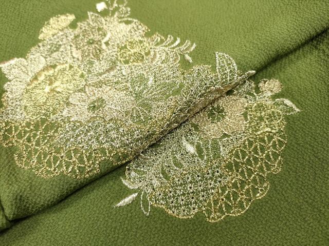 平和屋着物▼中国三大刺繍　スワトウ刺繍　汕頭刺繍　総刺繍　色留袖　辻が花　雪輪花文　金銀糸　さが美扱い　正絹　逸品　DABJ7075fe