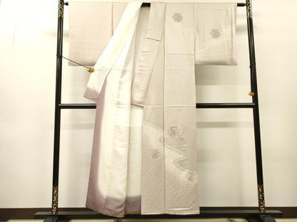平和屋着物▼中国三大刺繍　スワトウ刺繍　汕頭刺繍　訪問着　絞り　道長雪輪花文　金糸　正絹　逸品　DABJ7078fe