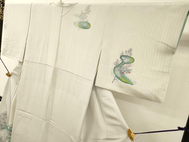 平和屋着物▼東京手描友禅　安達雅一　訪問着　枝花　正絹　逸品　DABJ7081fe