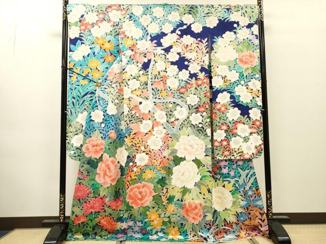 平和屋着物●豪華振袖　手描き　草花　正絹　逸品　DABJ7084fe
