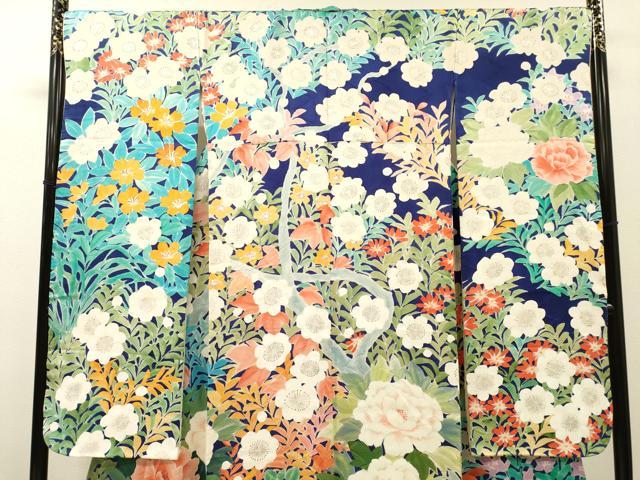 平和屋着物●豪華振袖　手描き　草花　正絹　逸品　DABJ7084fe