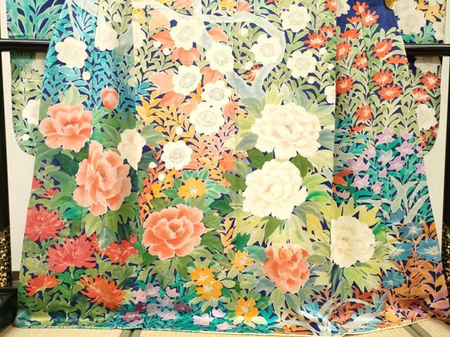 平和屋着物●豪華振袖　手描き　草花　正絹　逸品　DABJ7084fe
