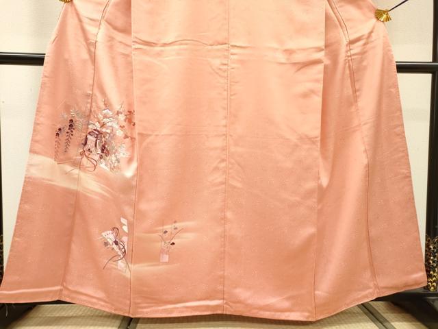 平和屋着物▼中国三大刺繍　相良刺繍　総刺繍　訪問着　御所車檜扇花松文　暈し染　正絹　逸品　未使用　DABJ7087fe
