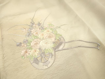 平和屋着物▼訪問着　総刺繍　花車文　暈し染　正絹　逸品　DABJ7090fe