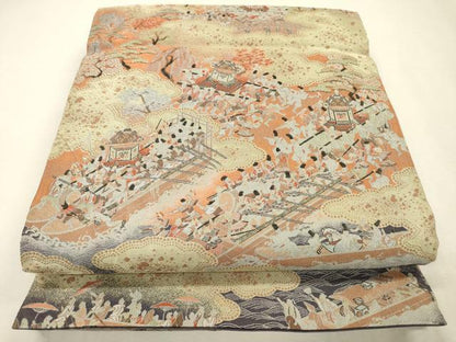 平和屋着物▼全通柄袋帯　紹巴　日吉山王祭　正絹　逸品　DABJ7103fe