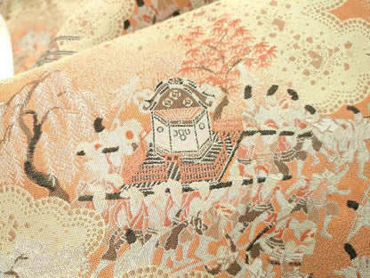 平和屋着物▼全通柄袋帯　紹巴　日吉山王祭　正絹　逸品　DABJ7103fe