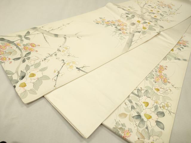 平和屋着物▼六通柄袋帯　手描き　枝花　正絹　逸品　DABJ7122fe
