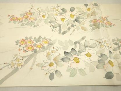平和屋着物▼六通柄袋帯　手描き　枝花　正絹　逸品　DABJ7122fe
