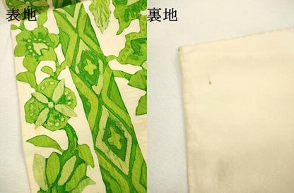 平和屋着物▼西陣　老舗　渡文謹製　手織　全通柄袋帯　纐纈　更紗花唐草文　正絹　逸品　DABJ7125fe