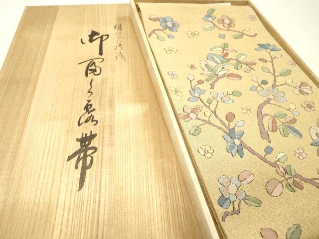 平和屋着物▼六通柄袋帯　枝花　金糸　共箱付き　正絹　逸品　DABJ7146fe