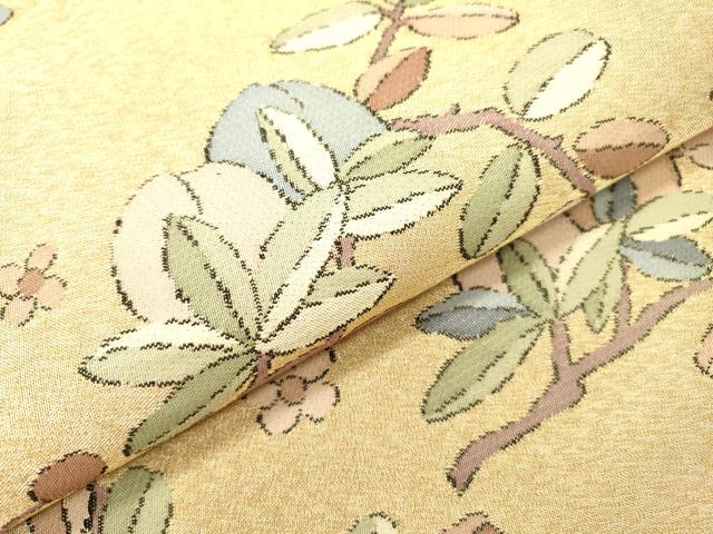 平和屋着物▼六通柄袋帯　枝花　金糸　共箱付き　正絹　逸品　DABJ7146fe