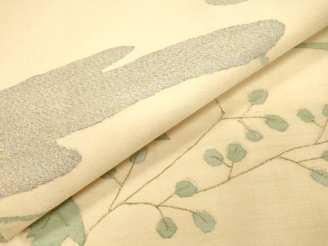 平和屋着物▼明綴れ　太鼓柄袋帯　草花　金糸　正絹　逸品　DABJ7157fe