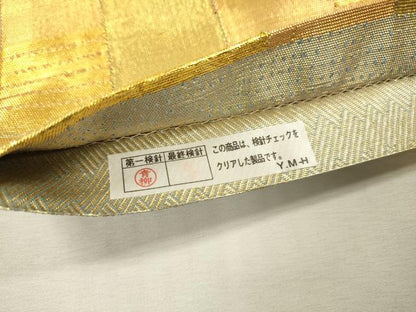 平和屋着物▼佐賀錦　太鼓柄袋帯　檜垣文　金糸　正絹　逸品　DABJ7160fe