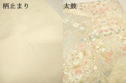 平和屋着物▼西陣　服部織物謹製　六通柄袋帯　唐織　狩猟吉祥花文　金銀糸　正絹　逸品　DABJ7188fe