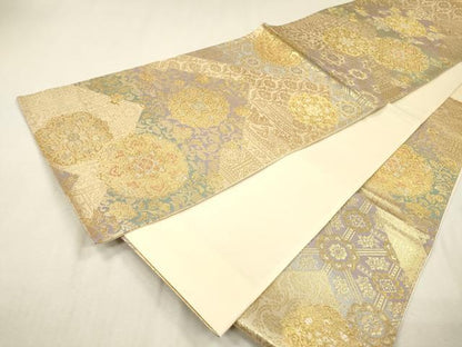平和屋本店▼六通柄袋帯　正倉院　純金二重箔　正絹　逸品　DABJ7222fe
