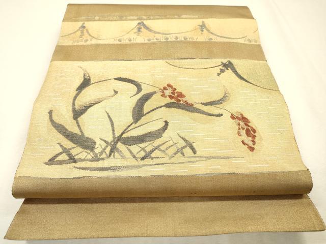 平和屋着物▼西陣　京の名門　じゅらく謹製　太鼓柄袋帯　絵唐偉華文　金糸　正絹　逸品　DABJ7224fe