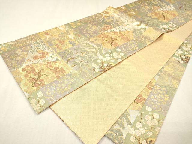 平和屋着物▼佐賀錦　六通柄袋帯　琳派短冊集　金銀糸　正絹　逸品　DABJ7249fe