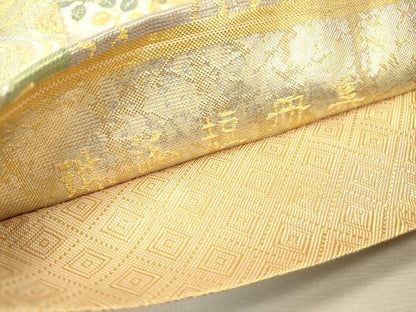 平和屋着物▼佐賀錦　六通柄袋帯　琳派短冊集　金銀糸　正絹　逸品　DABJ7249fe