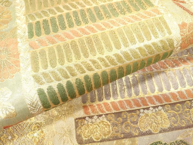平和屋着物▼六通柄袋帯　鎧威し　金糸　正絹　逸品　DABJ7252fe
