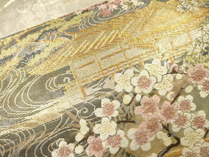 平和屋着物▼六通柄袋帯　唐織　大原野めぐり　金銀糸　正絹　逸品　DABJ7258fe