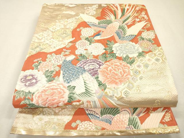 平和屋本店▼六通柄袋帯　唐織　鳳凰花文　本金箔　正絹　逸品　DABJ7286fe