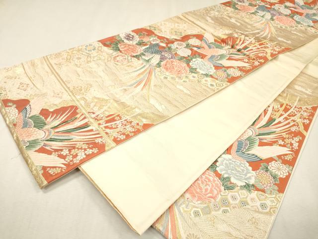 平和屋本店▼六通柄袋帯　唐織　鳳凰花文　本金箔　正絹　逸品　DABJ7286fe