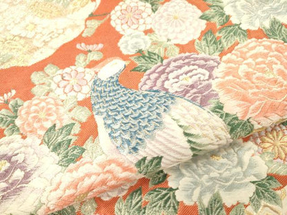 平和屋本店▼六通柄袋帯　唐織　鳳凰花文　本金箔　正絹　逸品　DABJ7286fe