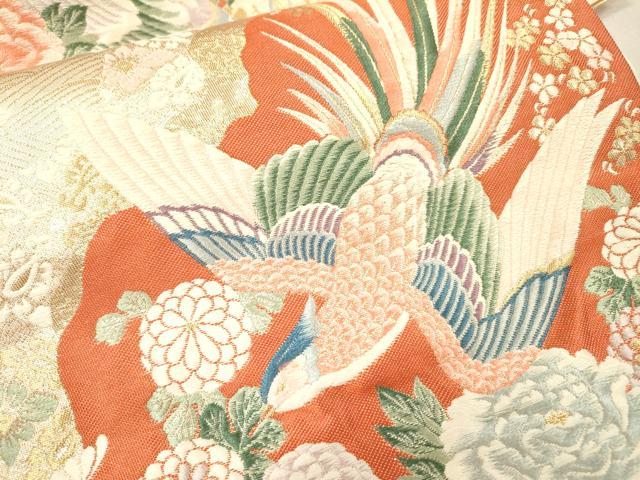 平和屋本店▼六通柄袋帯　唐織　鳳凰花文　本金箔　正絹　逸品　DABJ7286fe