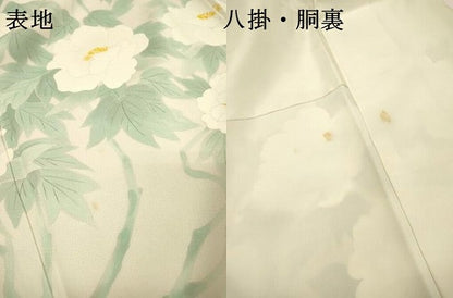 平和屋着物▼訪問着　手描き　枝花文　正絹　逸品　DABJ7311fe