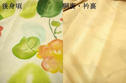 平和屋着物▼上質な小紋　地紋起こし　手描き　草花　正絹　逸品　DABJ7312fe