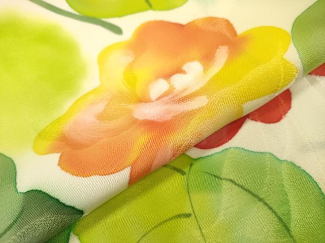 平和屋着物▼上質な小紋　地紋起こし　手描き　草花　正絹　逸品　DABJ7312fe