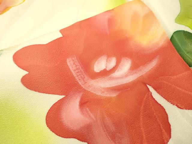 平和屋着物▼上質な小紋　地紋起こし　手描き　草花　正絹　逸品　DABJ7312fe