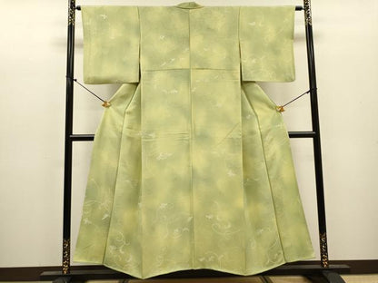 平和屋着物▼上質な小紋　地紋起こし　南天唐草文　暈し染　正絹　逸品　DABJ7313fe