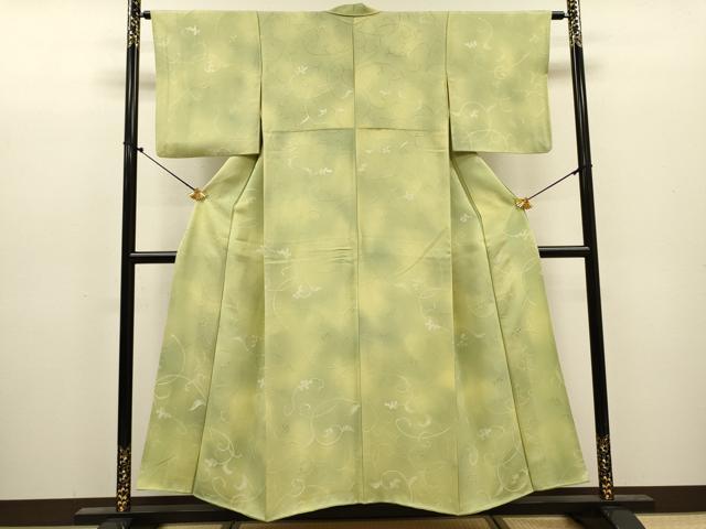 平和屋着物▼上質な小紋　地紋起こし　南天唐草文　暈し染　正絹　逸品　DABJ7313fe
