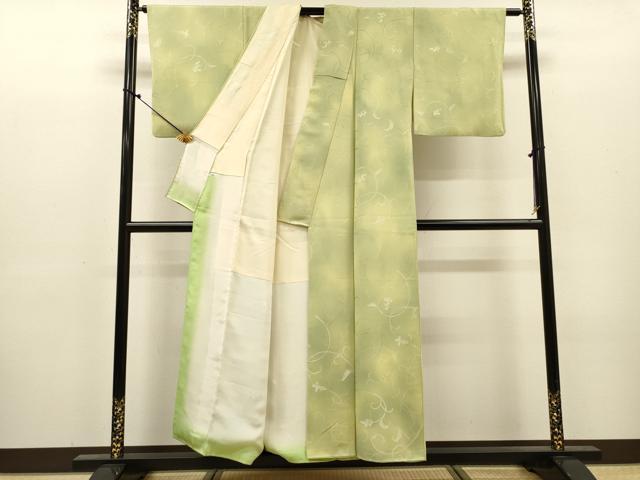 平和屋着物▼上質な小紋　地紋起こし　南天唐草文　暈し染　正絹　逸品　DABJ7313fe
