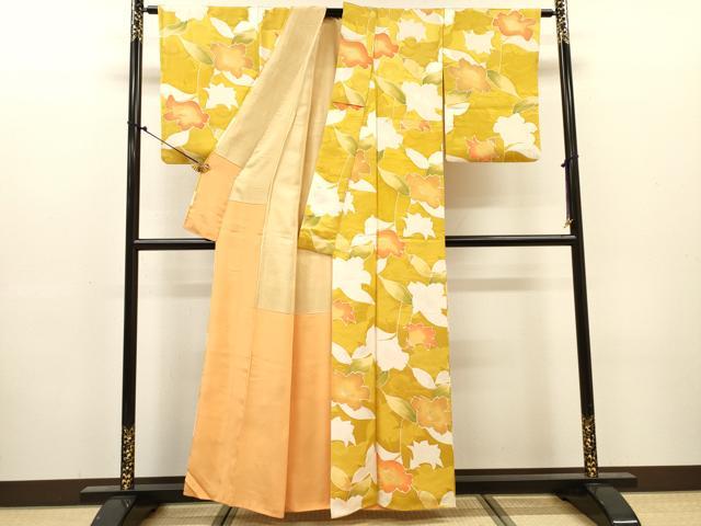 平和屋着物▼上質な小紋　地紋起こし　草花　正絹　逸品　DABJ7314fe