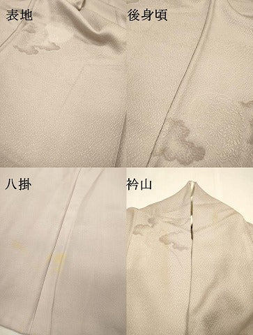 平和屋着物▼上質な小紋　ビロード　霞花丸文　薄梅鼠色　正絹　逸品　DABJ7316fe