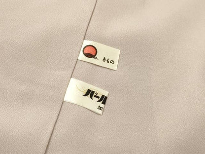 平和屋着物▼上質な小紋　ビロード　霞花丸文　薄梅鼠色　正絹　逸品　DABJ7316fe