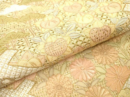 平和屋着物●中国三大刺繍　スワトウ刺繍　汕頭刺繍　相良刺繍　総刺繍　色留袖　宝尽くし天井花文　金糸　正絹　逸品　DABJ7318fe