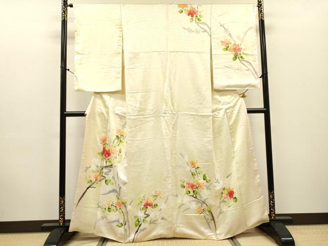 平和屋着物▼訪問着　手描き　枝花文　暈し染　正絹　逸品　DABJ7319fe