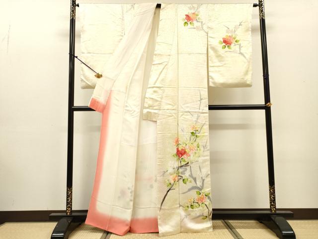 平和屋着物▼訪問着　手描き　枝花文　暈し染　正絹　逸品　DABJ7319fe