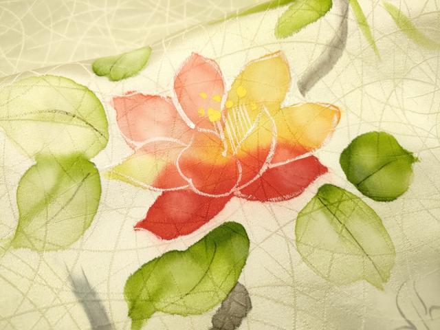 平和屋着物▼訪問着　手描き　枝花文　暈し染　正絹　逸品　DABJ7319fe
