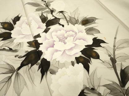 平和屋着物▼訪問着　手描き　枝花　金彩　正絹　逸品　DABJ7323fe