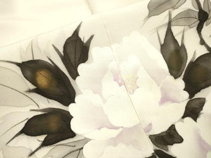 平和屋着物▼訪問着　手描き　枝花　金彩　正絹　逸品　DABJ7323fe