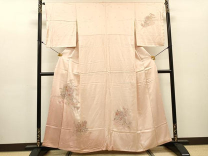 平和屋着物▼中国三大刺繍　スワトウ刺繍　汕頭刺繍　相良刺繍　総刺繍　訪問着　御所車花文　暈し染　正絹　逸品　未使用　DABJ7324fe