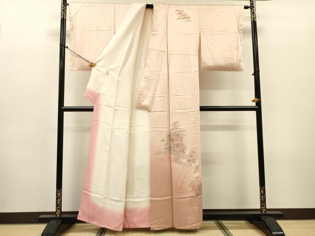平和屋着物▼中国三大刺繍　スワトウ刺繍　汕頭刺繍　相良刺繍　総刺繍　訪問着　御所車花文　暈し染　正絹　逸品　未使用　DABJ7324fe