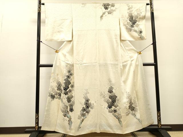 平和屋着物▼訪問着　手描き　枝梅　金彩　正絹　逸品　DABJ7326fe