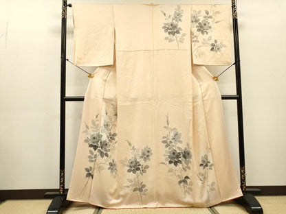 平和屋着物▼訪問着　手描き　薔薇　バラ　暈し染　正絹　逸品　DABJ7328fe